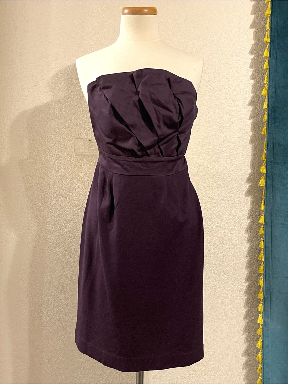 Anthropologie Deletta Fukuoka Folds Strapless Dress Plum size XS